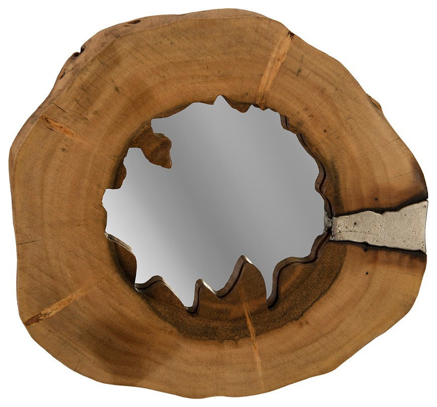 Molten Mirror Wall Art, Poured Aluminum in Wood