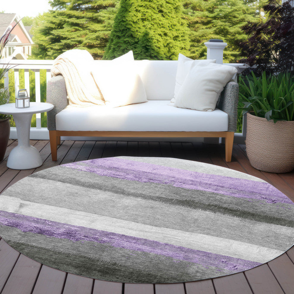 Machine Washable Indoor/Outdoor Chantille ACN1883 Violet 8' x 8' Round Rug