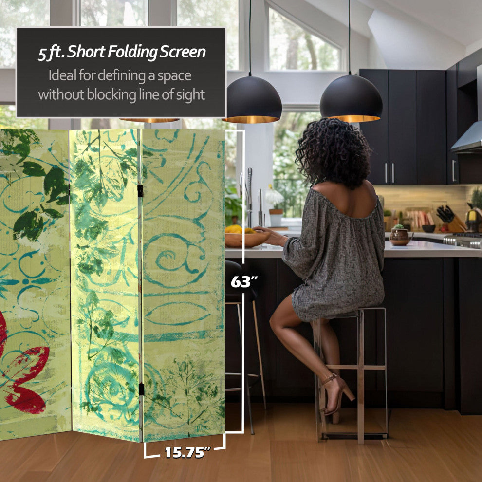 5 1/4' Garden Gate Canvas Room Divider 6 Panel