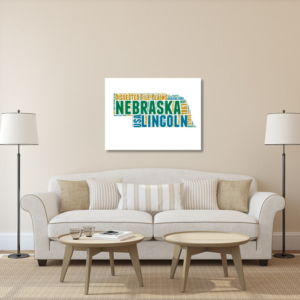 "Nebraska Word Cloud Map" Fine Art Print