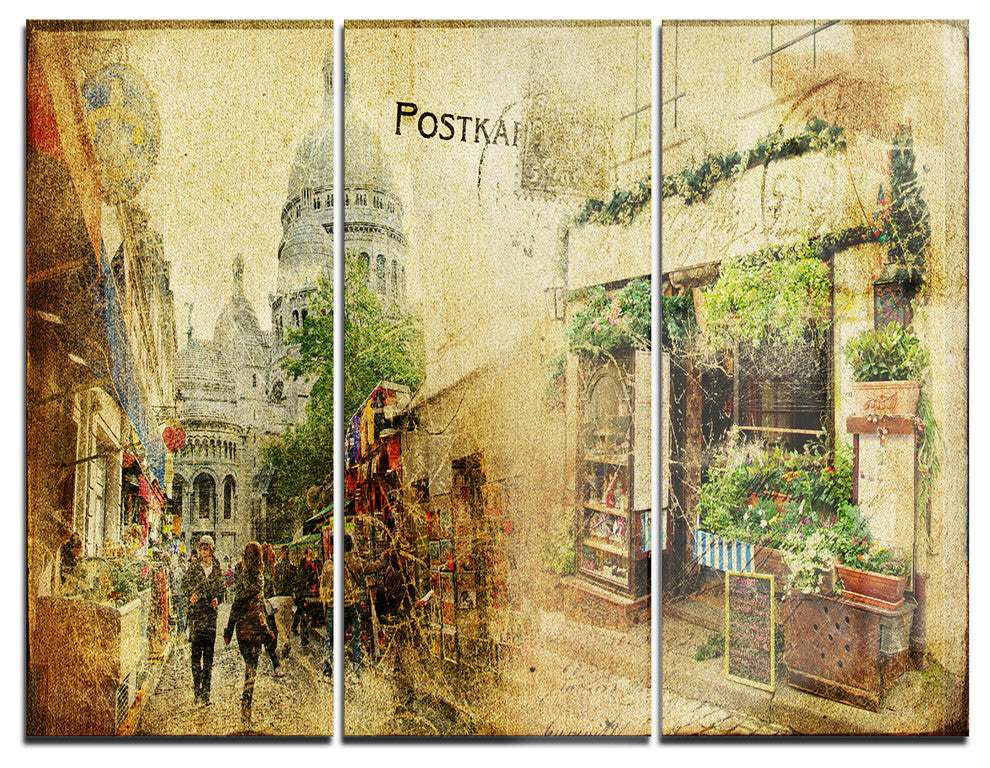 "Vintage Parisian Cards" Metal Wall Art, 3 Panels, 36"x28"