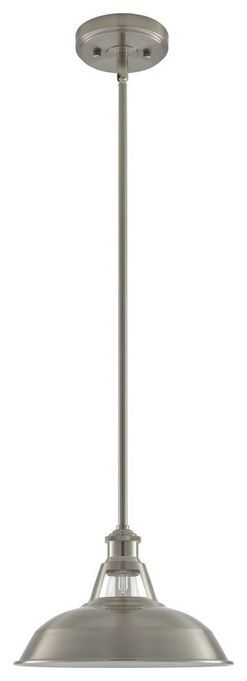Olivera 10.5" Pendant Light With LED Bulb, Brushed Nickel