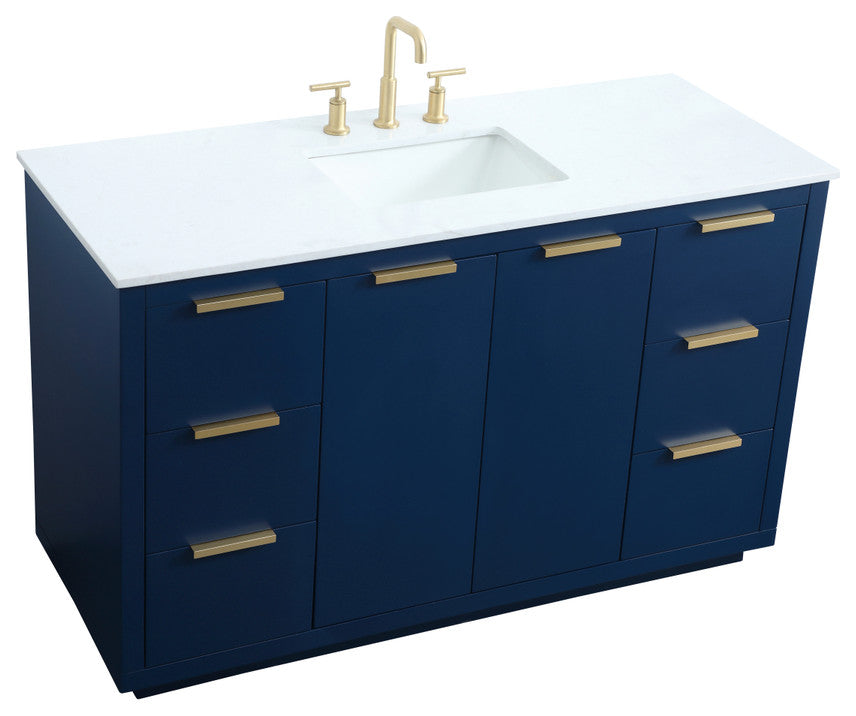 Bethany Single Bathroom Vanity, Blue, 54"
