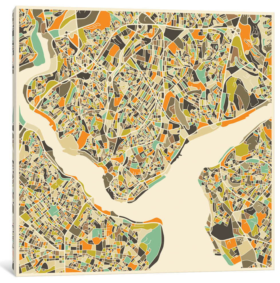 "Abstract City Map of Istanbul" by Jazzberry Blue, 37x37x1.5