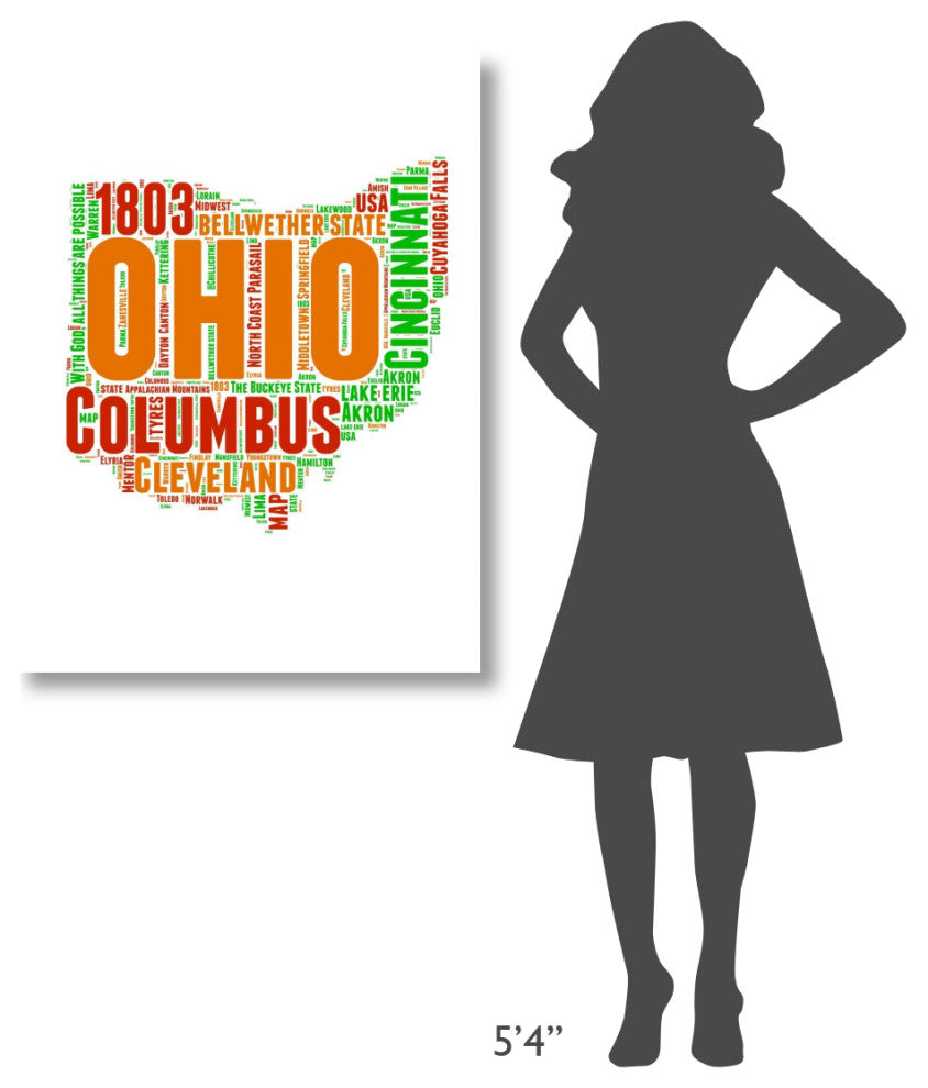 "Ohio Word Cloud Map" Fine Art Print