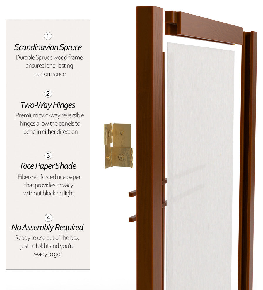 2' Tall Desktop Double Cross Shoji Screen, Walnut, 3 Panels