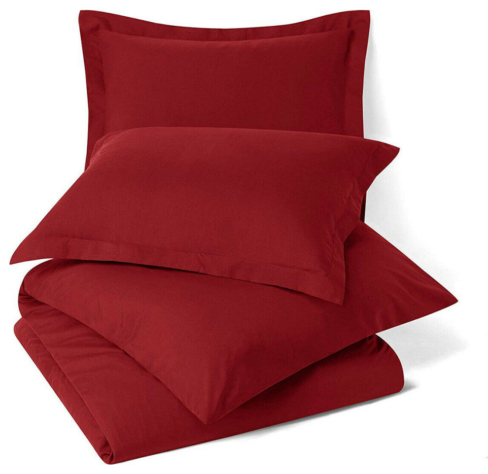 100% Microfiber Solid 3PC Duvet Cover Set, Burgundy, Full/Queen