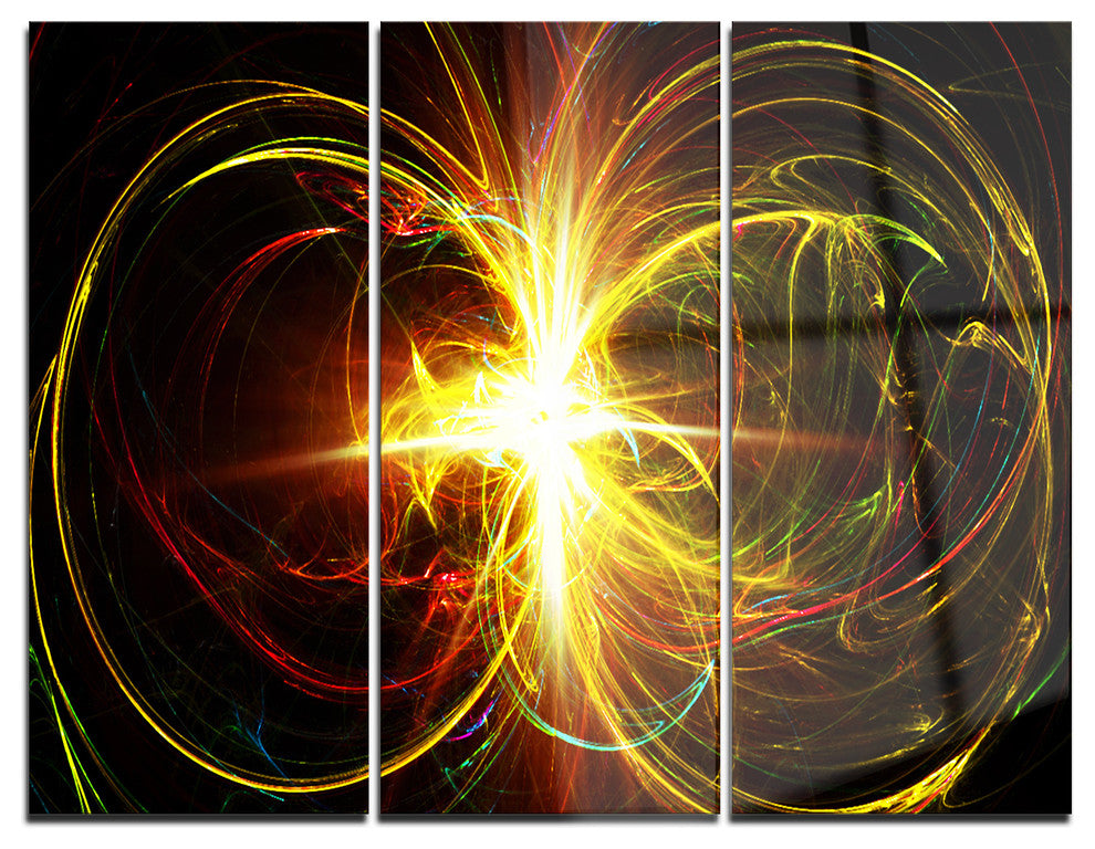 "Fractal Hoops" Digital Metal Wall Art, 3 Panels, 36"x28"