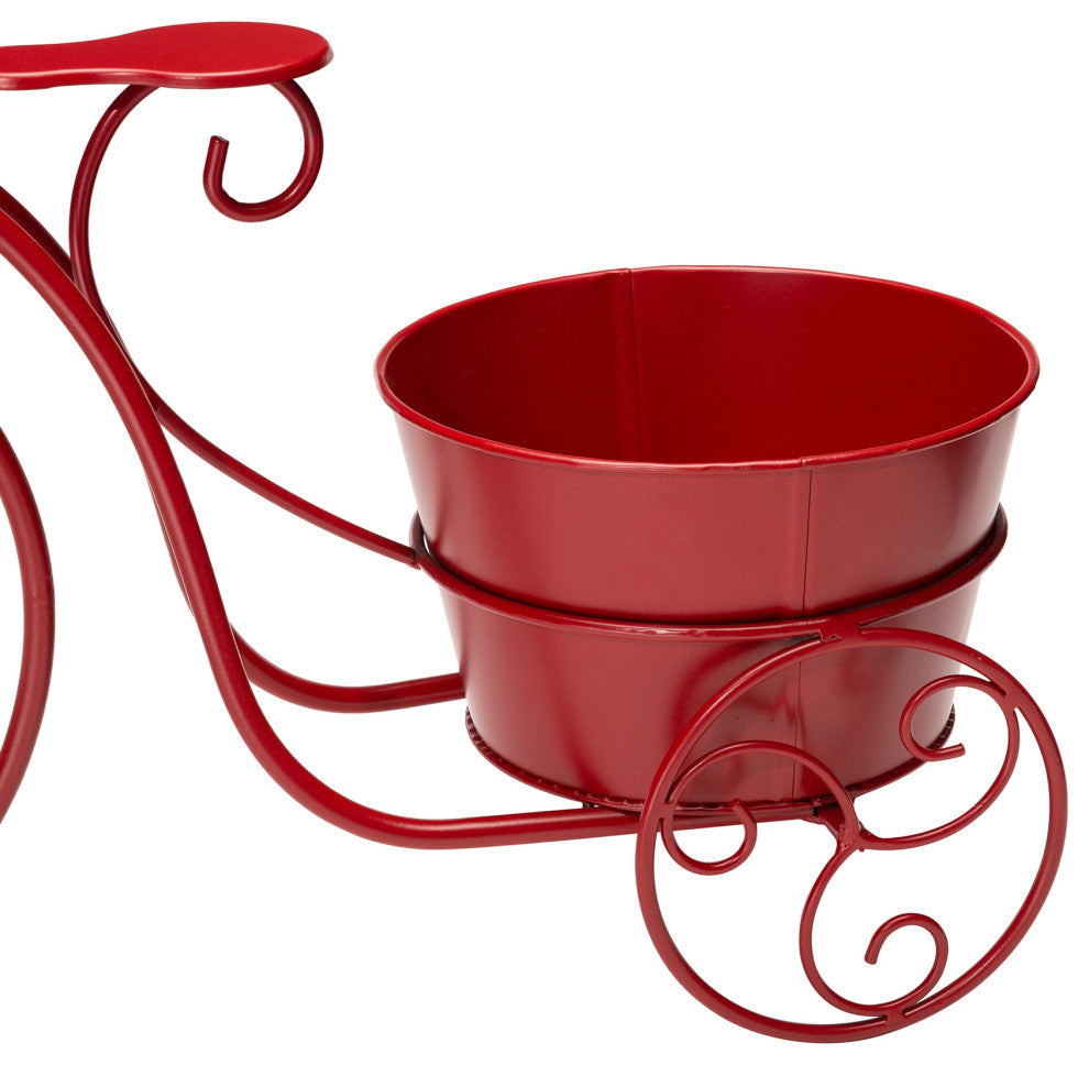 21.5"L Metal Bicycle Plant Stand, Red