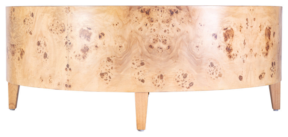 Billie Round Burl Coffee Table, Light Burl