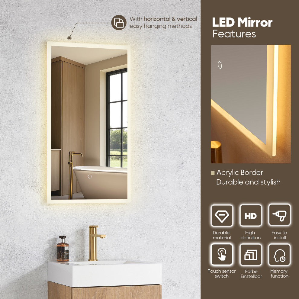 Alistair Vanity, North American Oak With Countertop, 18", With Mirror