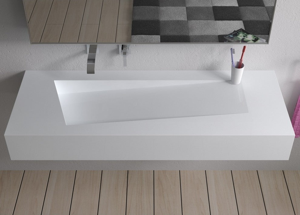 ADM Rectangular Countertop Sink, White, 47", Glossy White