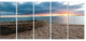 "Rusty Row Boat On Sand At Sunset" Seascape Art Canvas, 5 Panels, 60"x28"