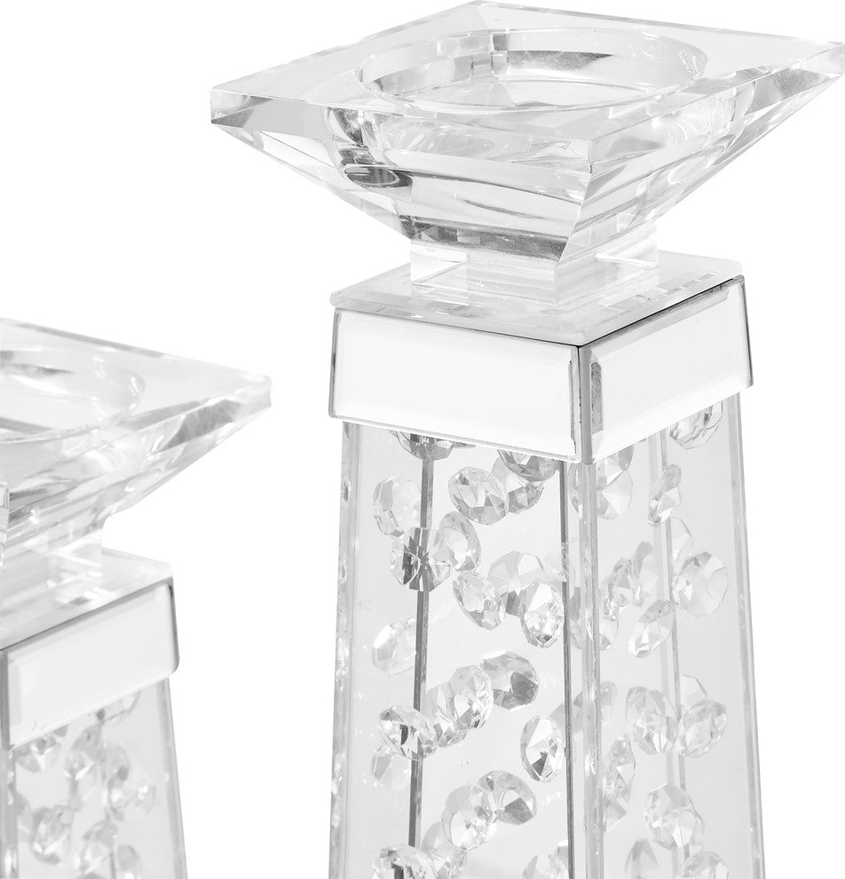Sparkle 4" Contemporary Crystal Candleholder, Clear