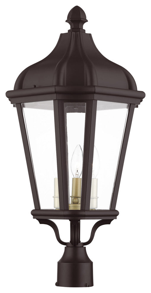 Livex Morgan 3 Light Bronze, Antique Gold Cluster Large Outdoor Post Top Lantern