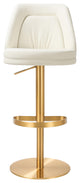 Maven Cream and Gold Adjustable Swivel Stool - White