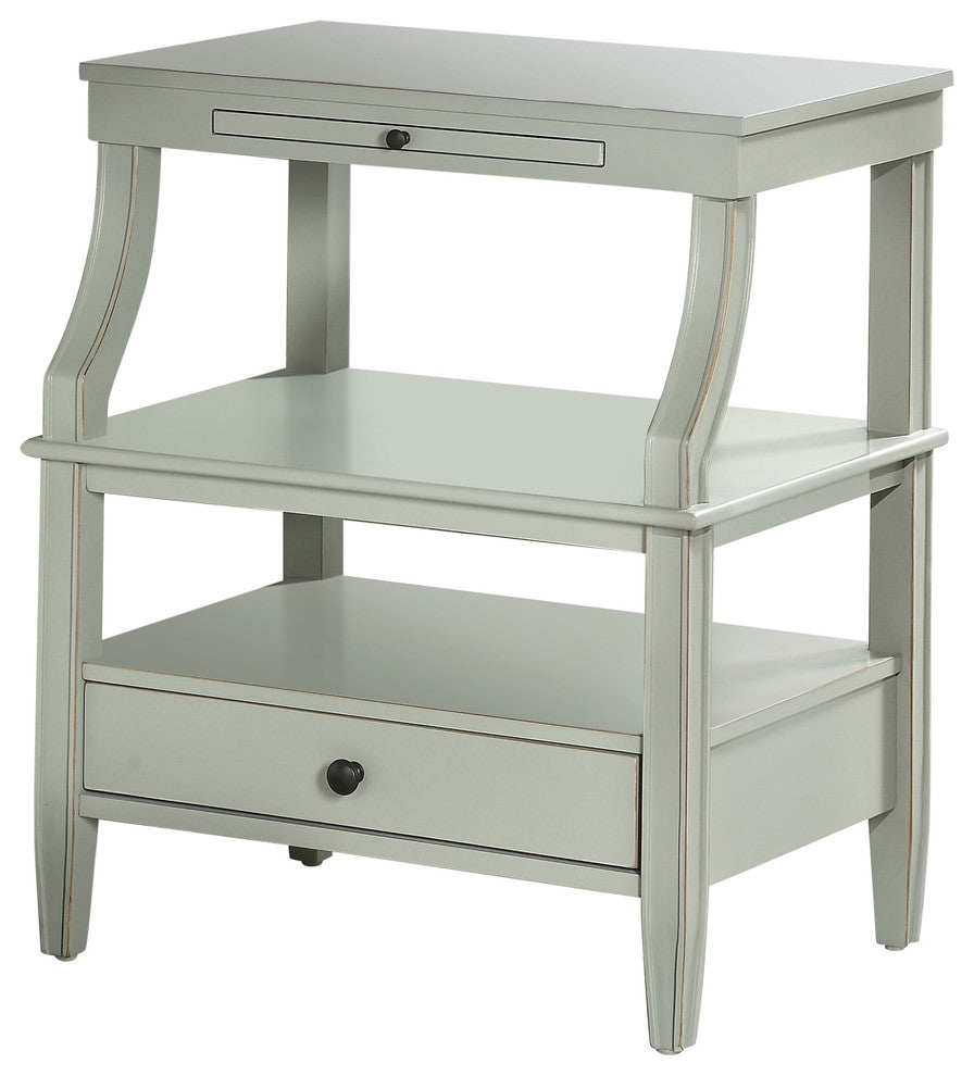 Newton Antique White Storage Nightstand, Grey
