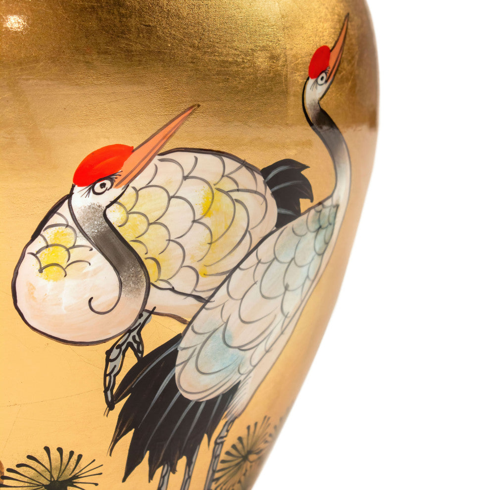 16" Gold Lacquer Fishbowl Cranes