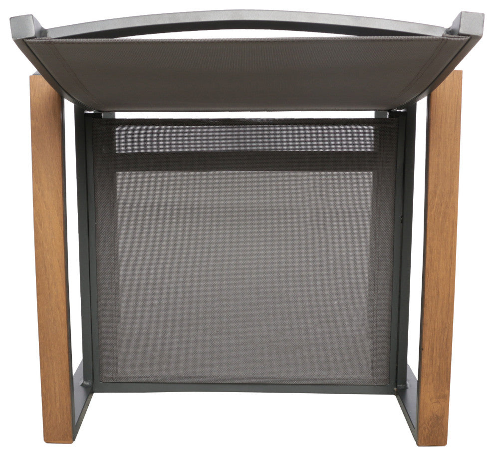 Aubrey Outdoor Aluminum Dining Chairs with Faux Wood Accents, Gray, Set of 2