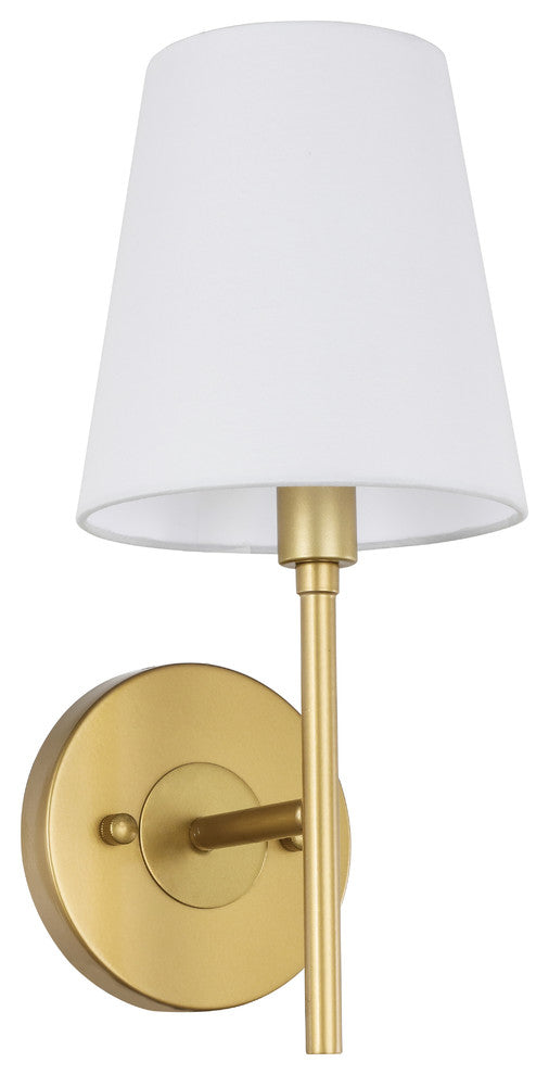 Brass Finish And White Shade 1-Light Wall Sconce