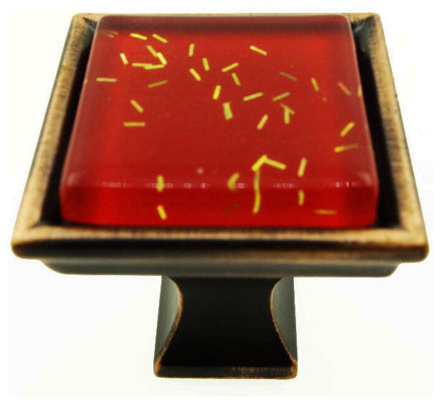 Red Iridescent Comet Crystal Glass Oil Rubbed Bronze Madison Classic Knob