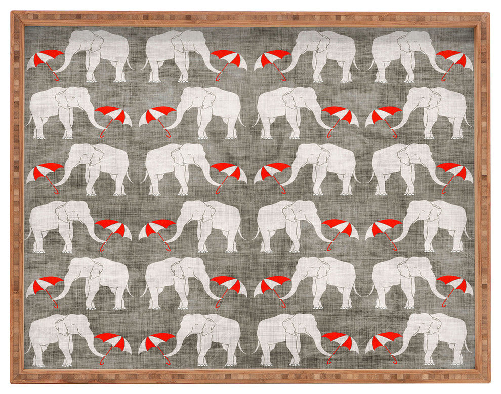 Elephant And Umbrella Rectangular Tray