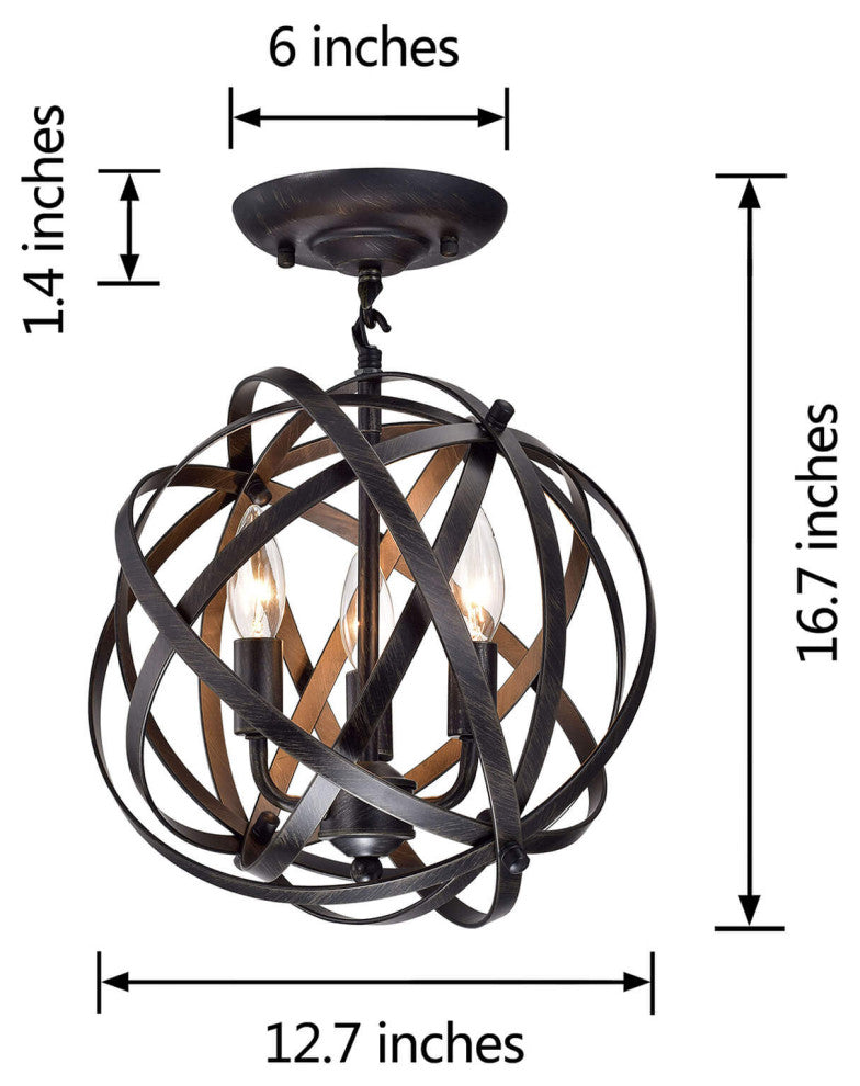 Small-version Chloe 3-Light Globe Flush Mount