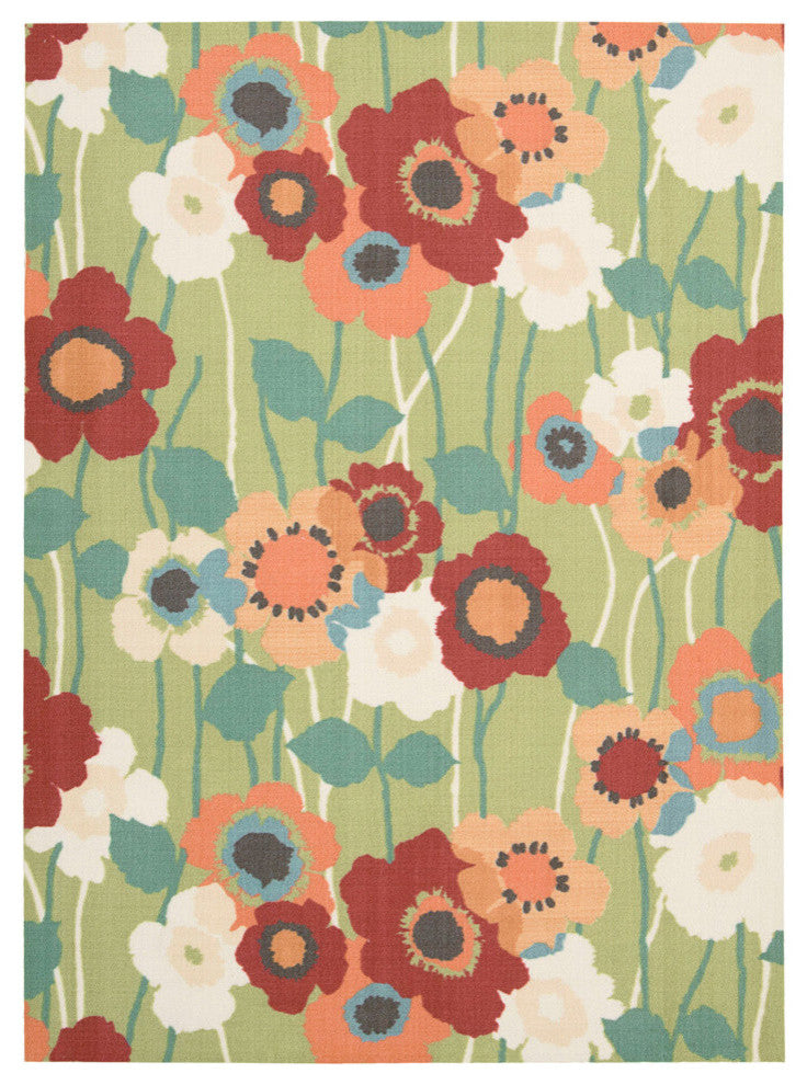 Waverly Sun and Shade "Pic-A-Poppy" Seaglass Indoor/Outdoor Area Rug by Nourison