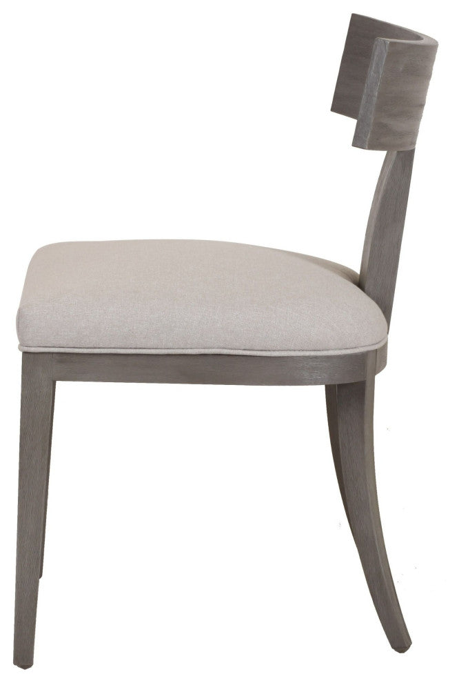Modrest Fabien Mid-Century Beige Linen + Grey Wash Dining Chair, Set of 2