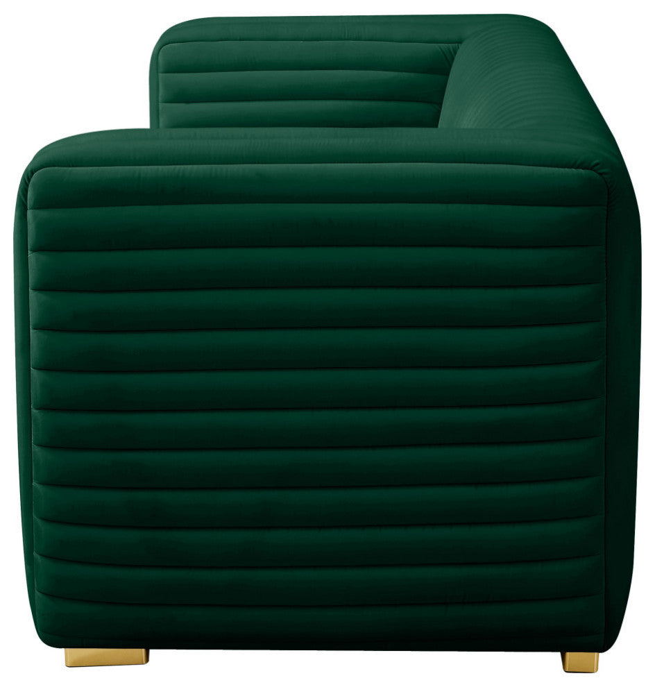Ravish Velvet Upholstered Chair, Green, Loveseat
