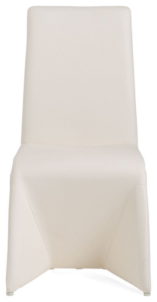 Modrest Nisse Contemporary Leatherette Dining Chairs, Set of 2, White, Chrome