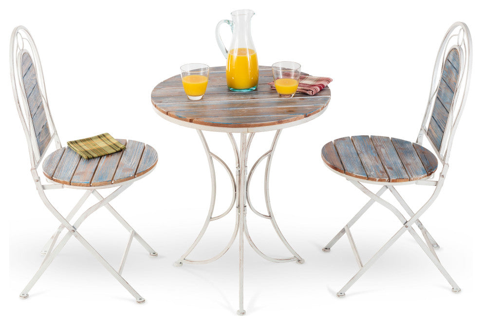 Alpine Patio Garden Table and Two Chairs Bistro Set, 28"
