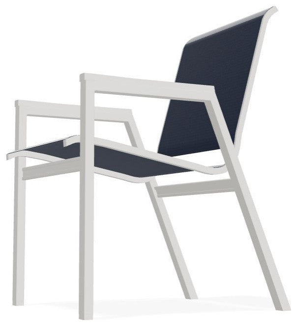Bazza Sling Stackable Outdoor Dining Chair, Navy/Snow