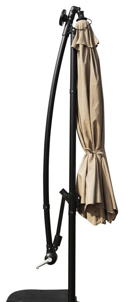 LeisureMod Willry 10' Cantilever Hanging Patio Umbrella With Solar LED, Beige