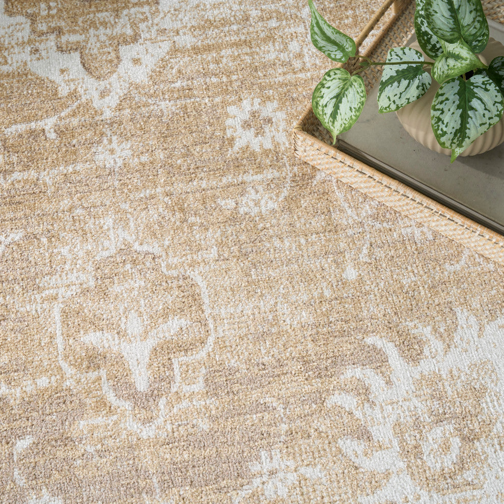 Nourison Astra Machine Washable 9' x 12' Ivory Gold Vintage Indoor Rug
