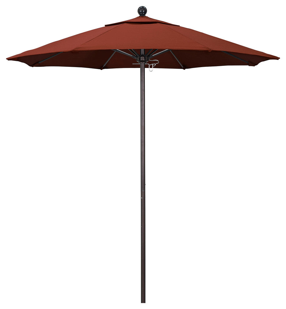 7.5' Fiberglass Umbrella Bronze, Sunbrella, Terracotta