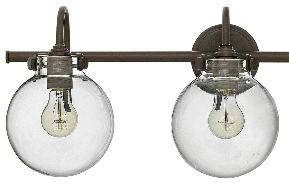 Hinkley Congress Medium Globe Glass Three Light Vanity, Oil Rubbed Bronze