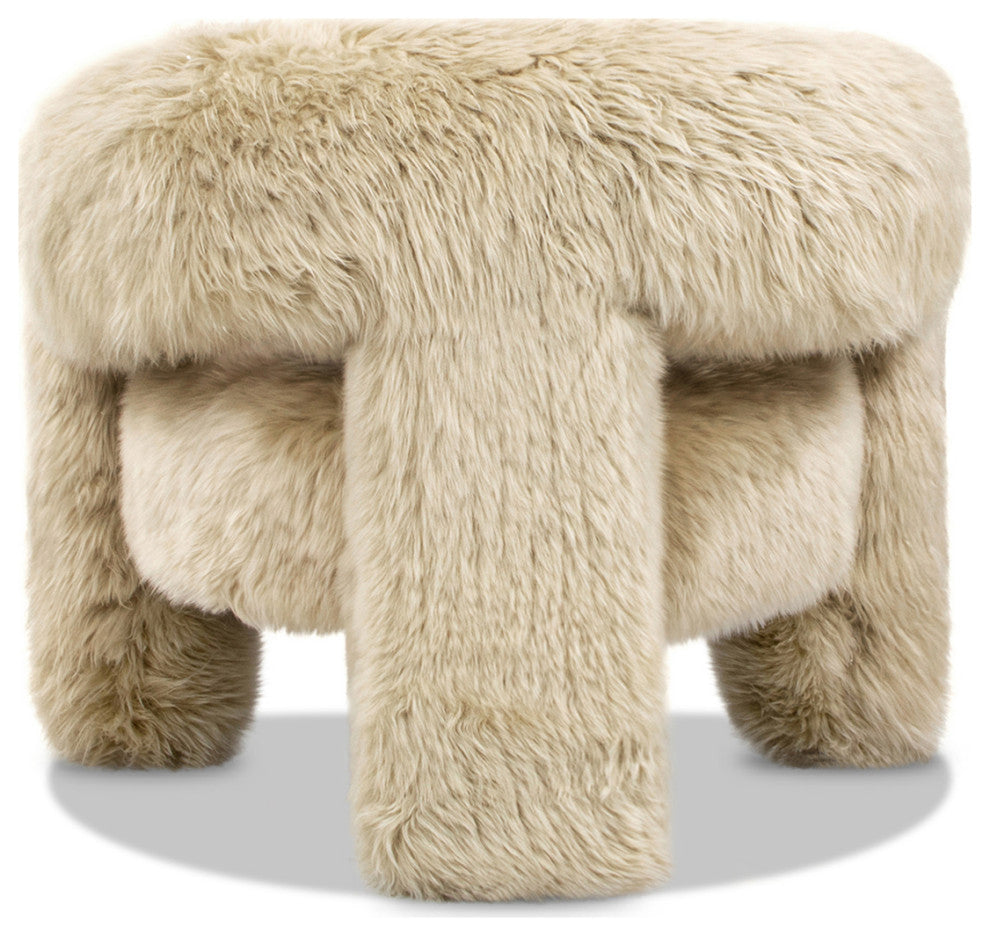 Avalon 35" Genuine Sheepskin Fur Split Barrel Back Accent Chair, Natural Blonde
