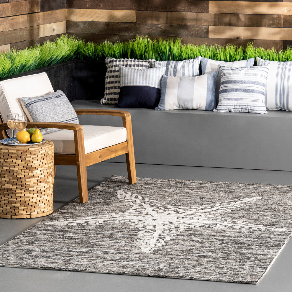 Nuloom Hacienda Starfish Indoor/Outdoor Rug, Grey 9'x12'