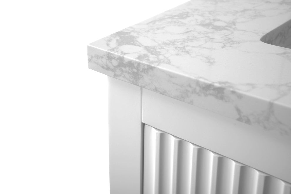 Vanity Art Freestanding Vanity, White, 42", Single Sink, Brushed Nickel