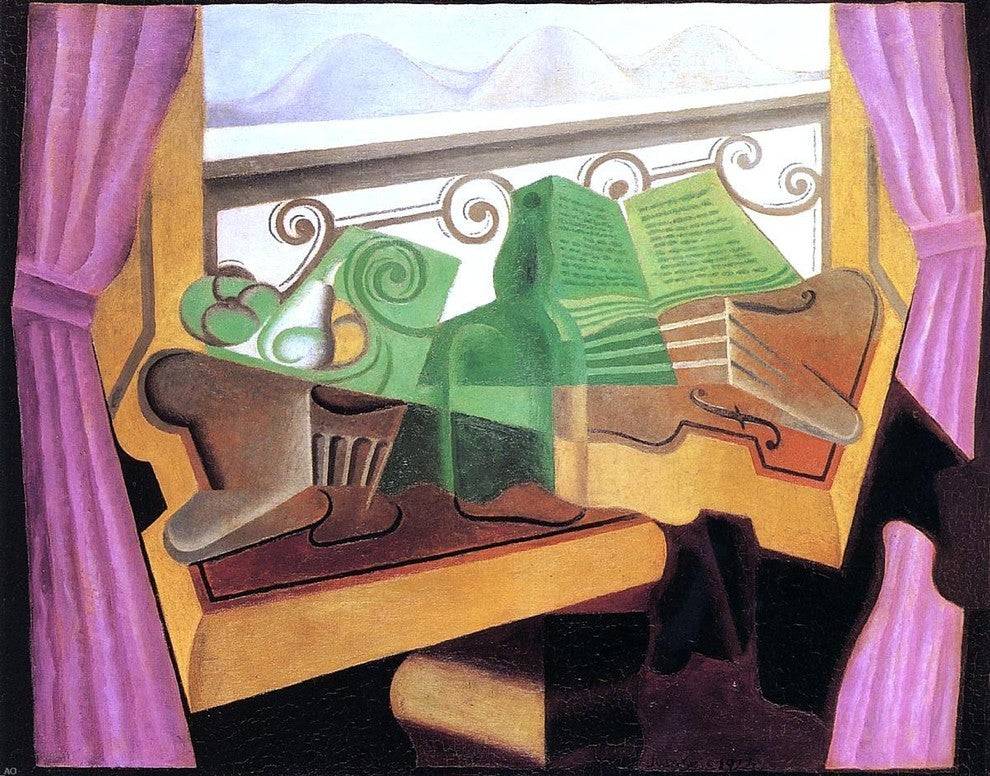 Juan Gris Open Window with Hills - 21" x 28" Premium Canvas Print