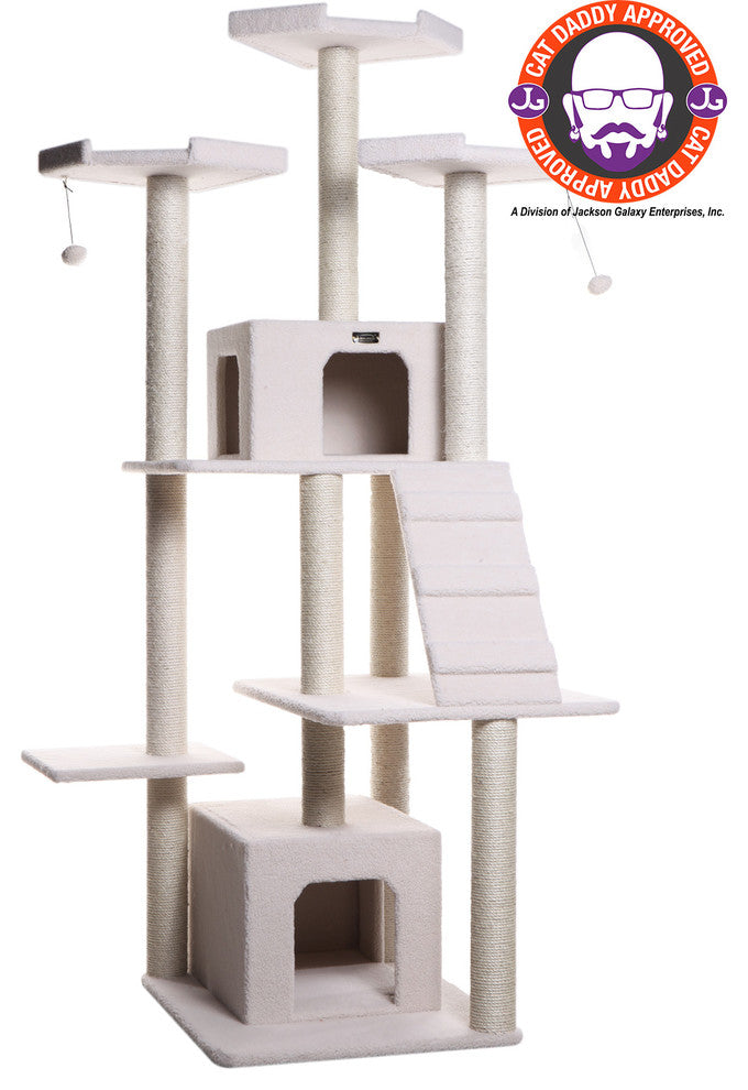 Classic Real Wood Cat Tree In Ivory, Jackson Galaxy Approved, Two Condos