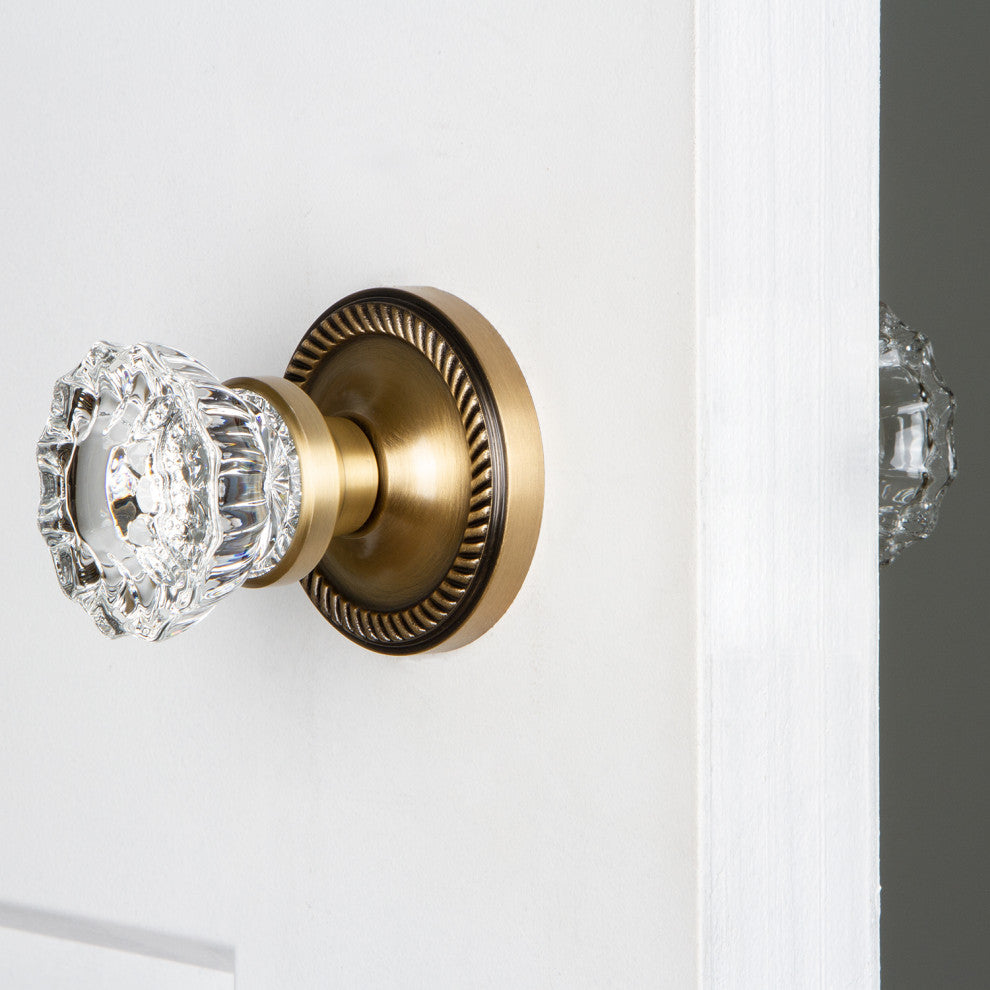 Single Rope Rosette With Crystal Knob, Oil-Rubbed Bronze, Antique Brass, Double