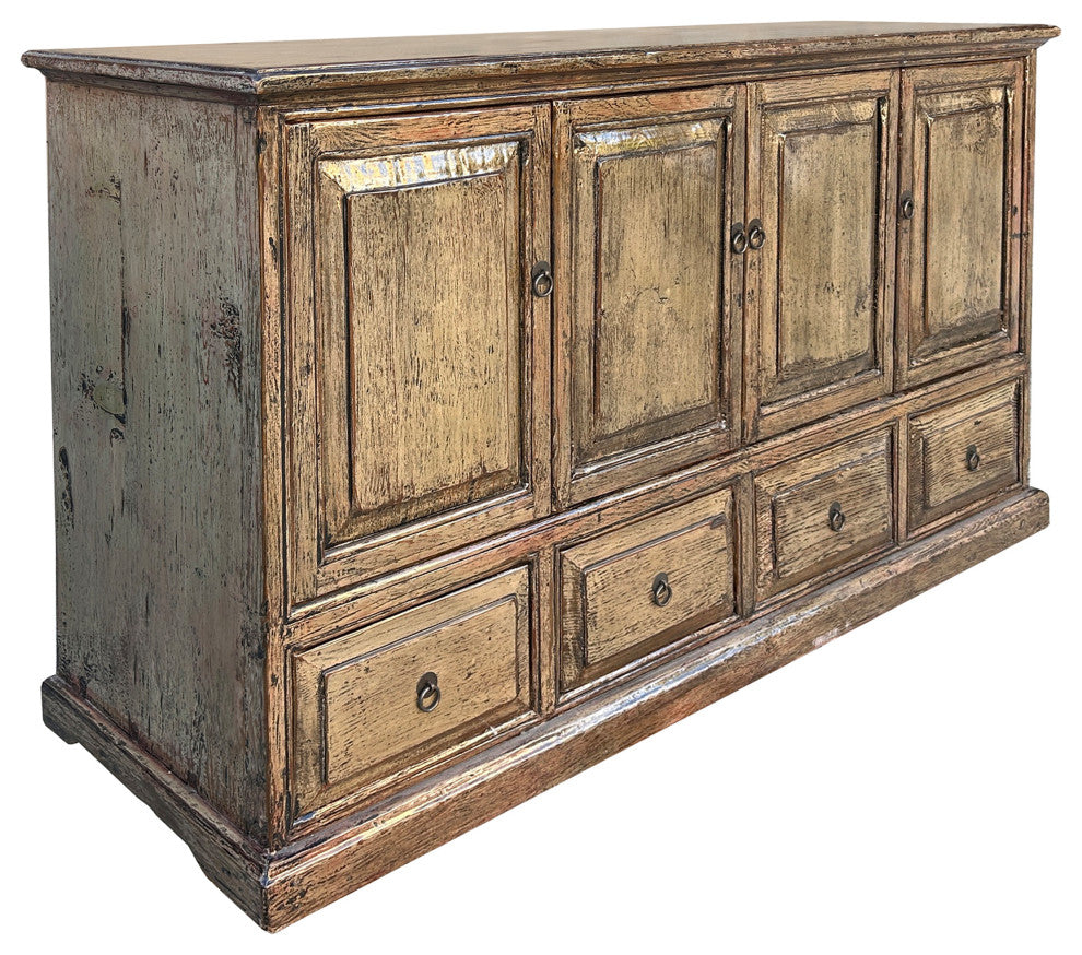 Distressed Light Olive Green Doors Drawers Credenza Sideboard Console Hws4327
