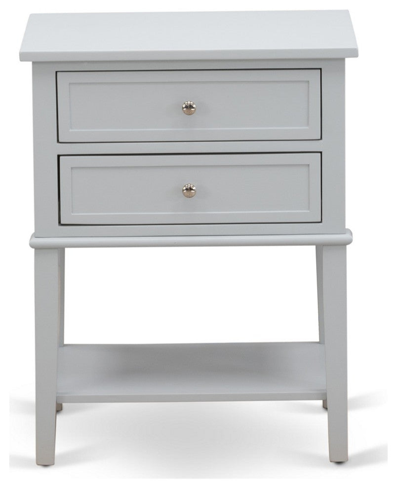 Night Stand For Bedroom, 2 Wood Drawers, Urban Gray Finish