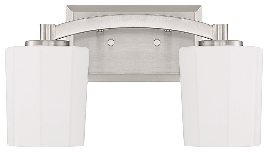 Whitney 2-Light Bathroom Vanity Light, Matte Black, Satin Nickel