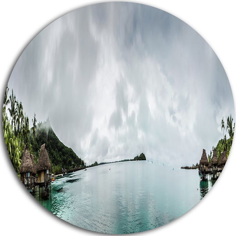 Amazing Bora Bora Panoramic View, Seascape Round Wall Art, 11"