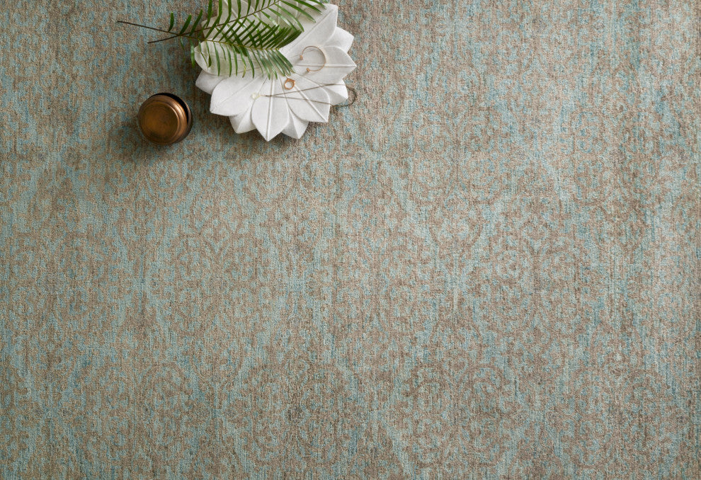 Essex Hand Knotted Area Rug by Loloi, Aqua / Sand, 4'0"x6'0"
