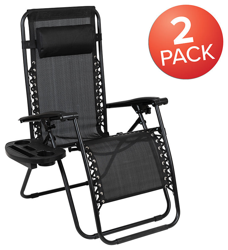 Adjustable Folding Mesh Zero Gravity Reclining Lounge Chair, Set of 2, Brown