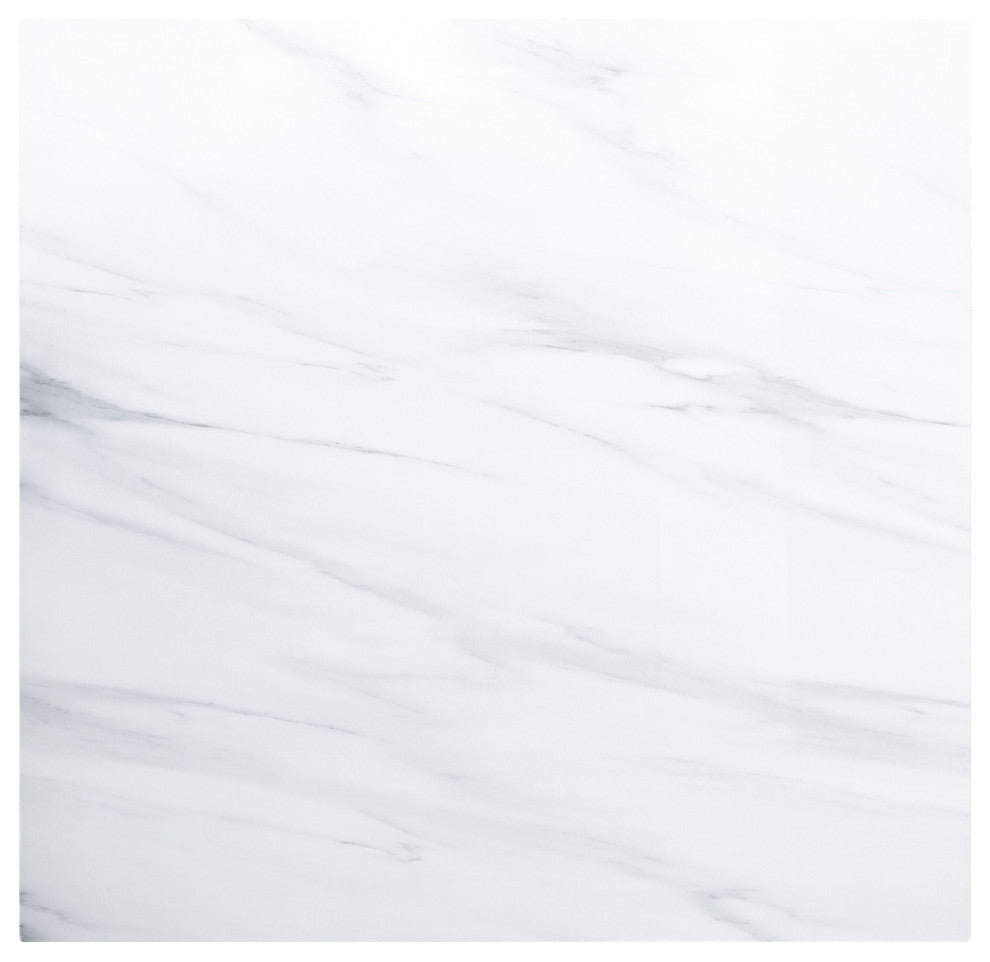 ACME Yabeina Artificial Marble Square Top Dining Table in White and Gray Oak